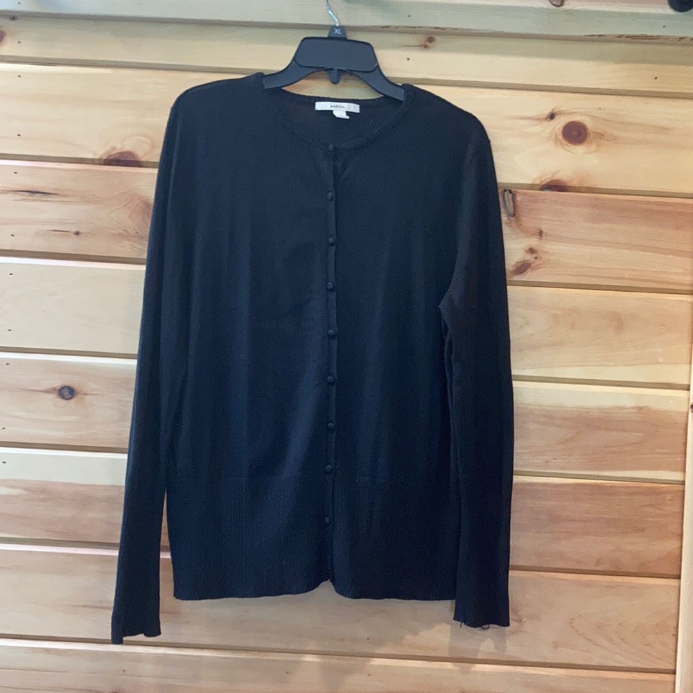 MERONA WOMEN BLACK BUTTON DOWN CARDIGAN SWEATER